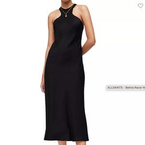 All Saints Black Betina Racer Neck Dress Size 10
